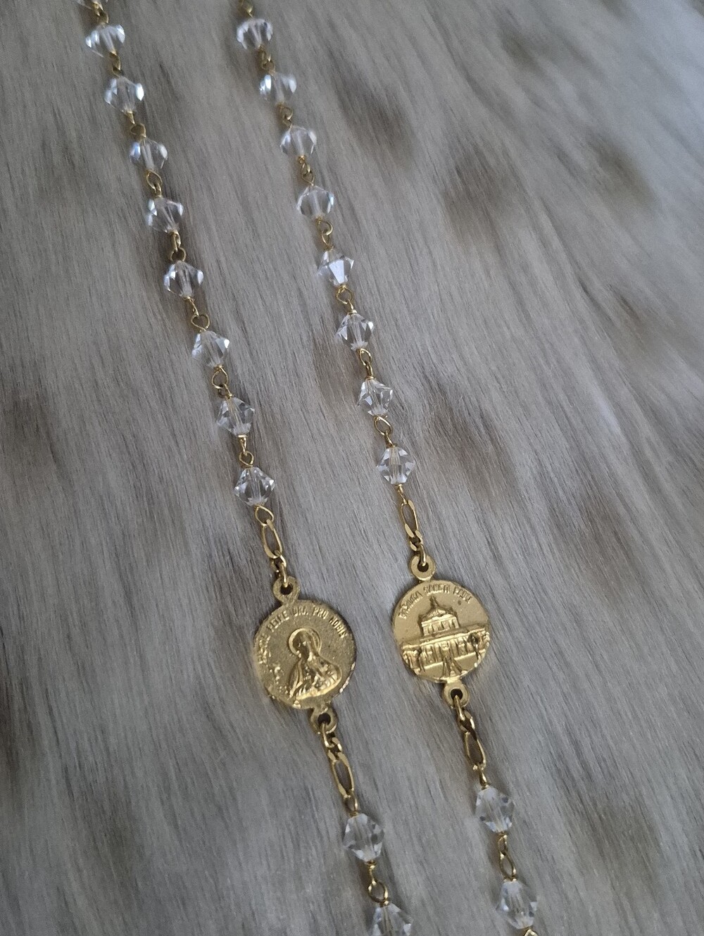 🌙 Italian Gold 800 Silver Vermeil & Swarovski Crystal Rosary Vicenza VI 275 NOS - Picture 16 of 16
